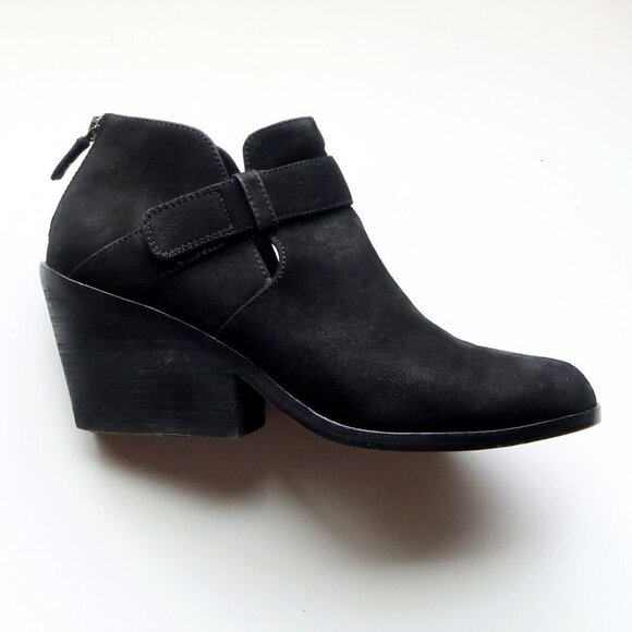 Eileen Fisher Black Nubuck Leather Almond Toe Block Heel Ankle Boots Booties 7.5 - Picture 8 of 16